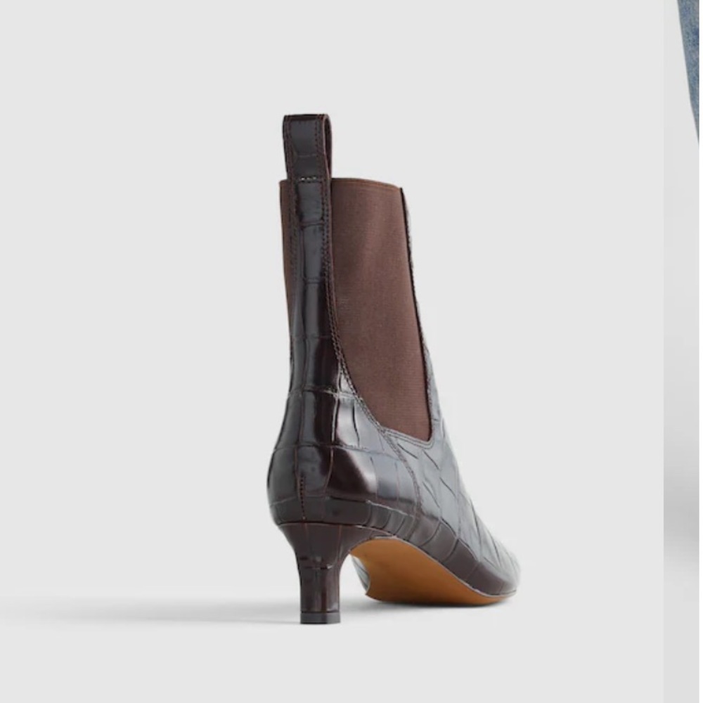 Madewell Croc-Embossed Leather The Dimes Chelsea Boot Coffee Bean Women’s Size 8 - Picture 7 of 9